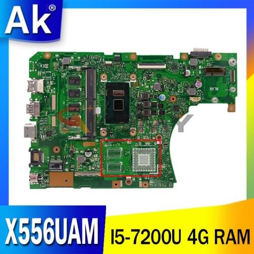 For Asus VivoBook X556UA X556UAM X556UAK X556UV X556U laptop motherboard mainboard with I5-7200U CPU 4G RAM DDR4 test full 100