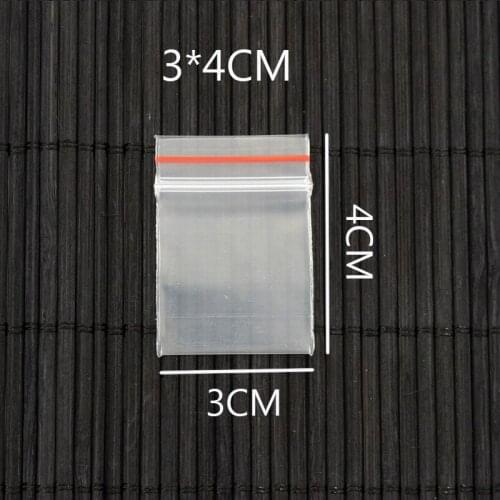 Reclosable Soft Ziplock Plastic Packaging Bag 3x4cm Transparent Red Border 100Pcs/Lot Zipper Lock PE Pack Bags