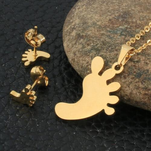 Fashion Style Stainless Steel Jewelry Sets For Women Gold Color Pendants And Earrings SFXZBZAF