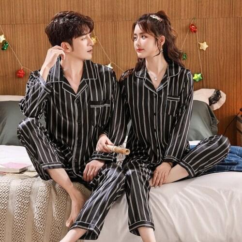 Fashion Women Vertical Stripe Rayon Pajama Set Loose Leisure Spring Pajamas