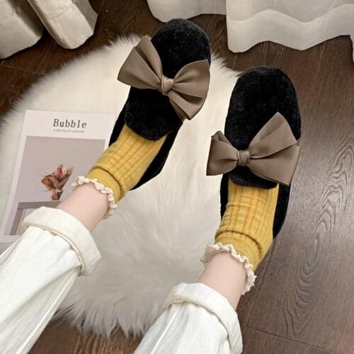 2019 new fashion autumn and winter flat peas shoes female wild fashion bow-knot single shoes female soft bottom shoes U16-49