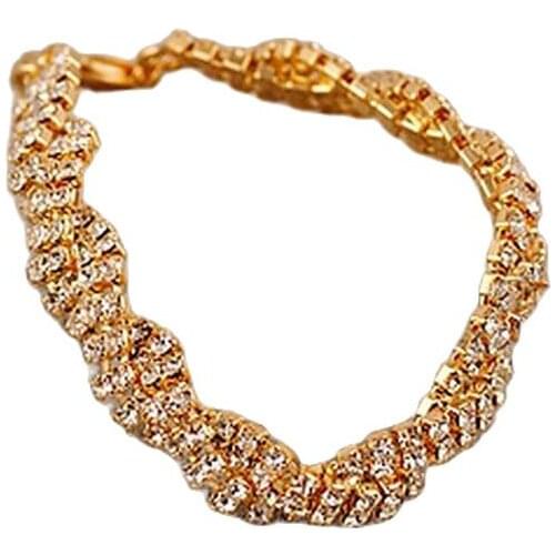 New Arrival Fashion Korean Style Gold / Silver Shining Rhinestone Braided Chain Bracelet For Gift Jewelry