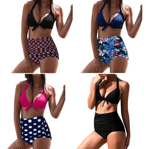 New Style Women Two-Piece Suits Push Up Padded Bra Swimwear Bandage Lady Swimsuit Bathing Suit Print High Waist Fashion Hot 2019