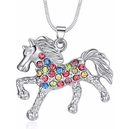 Christmas gift Multicolor Horse Pendant Pony Mustang Necklace for Little Girls Necklaces 18 Inches