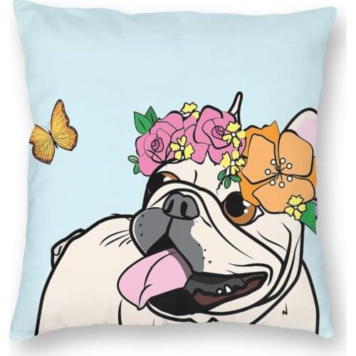 French Bulldog Butterfly Pillowcover Decoration Pet Frenchie Animal Cushion Cover Throw Pillow for Home Double-sided Printing