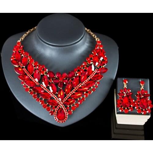 LAN PALACE african jewelry sets dubai gold color wedding glass bridal jewelry necklace and earrings for wo'men free shipping
