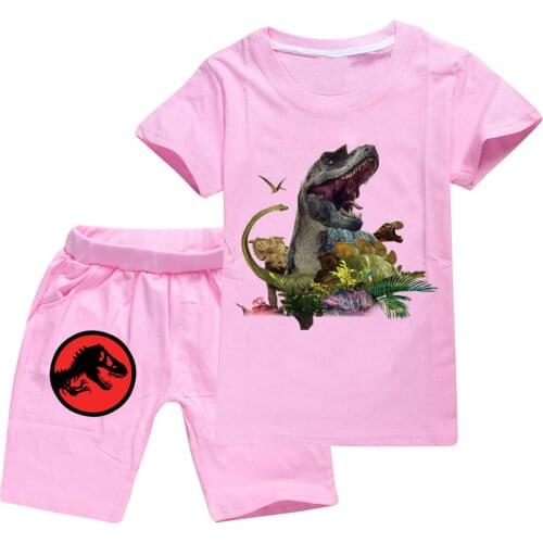 Baby Girls Pajamas Sets Dinosaur Sleepwear Anime Pijamas Jurassic World Sleepwear Kids Cotton Clothes Suit Short Sleeve Pyjama