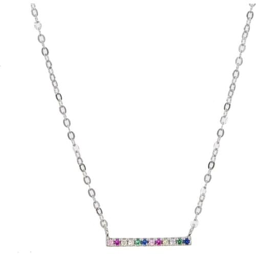 Simple rainbow bar necklace Rose gold silver color 925 sterling silver metal high quality minimalist delicate jewelry