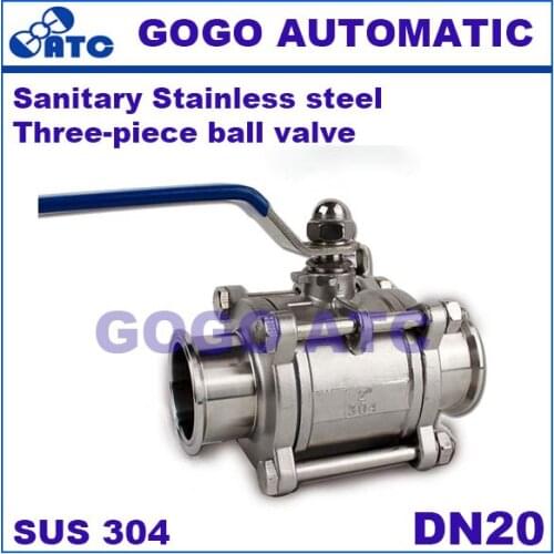 Sanitary Stainless steel 304 O.D 25 MM three-piece ball valve quick-loading Quick Clamp type Food Grade ball valve