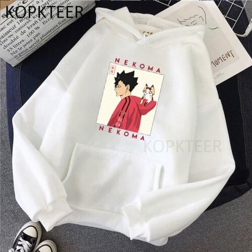 Anime Hoodies Kuroo Tetsuro Neko Haikyuu Cartoon Print Fashion Streetwear Japanese Ulzzang Harajuku Long Sleeve Sweatshirts Top