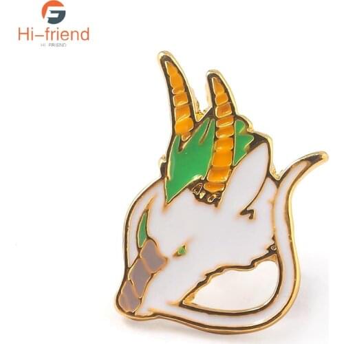 Spirited Away Nigihayami Kohakunushi Metal Enamel Brooch Pin Kawaii White Dragon Fashion Cartoon Animal Hayao Miyazaki Fans Gift