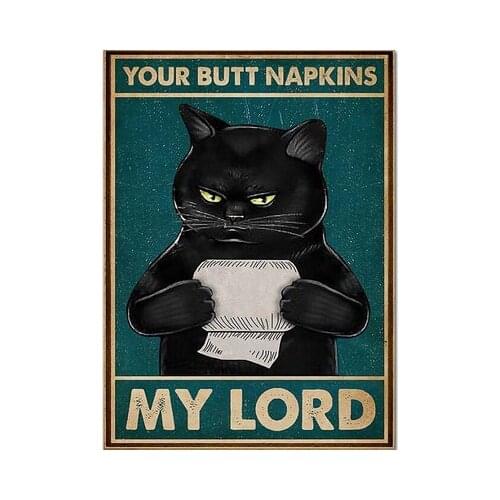 CAT Anime Toilet Paper Your Butt Napkins My Lady Satin Portrait Poster Metal Retro Vintage Tin Sign Bar Decor Poster Mutil-Size