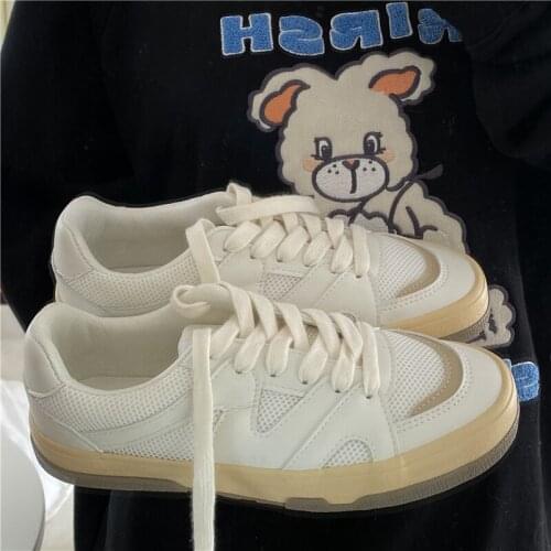 Large size 40 womens shoes spring and summer new fashion wild mesh breathable white shoes low-top lace-up casual shoes