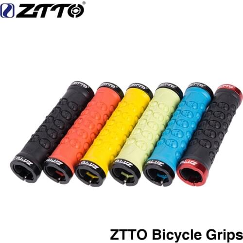 1Pair ZTTO MTB Handlebar Grips TPR Rubber Lock on Anti slip Grips for MTB Folding Bike Skull design bicycle parts AG-23