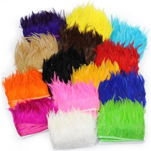 10-15CM Saddle Pheasant Feathers Trim Fringe 4-6" Burgundy Rooster Feathers Ribbon Sewing Feathers for Jewelry Making Plumas