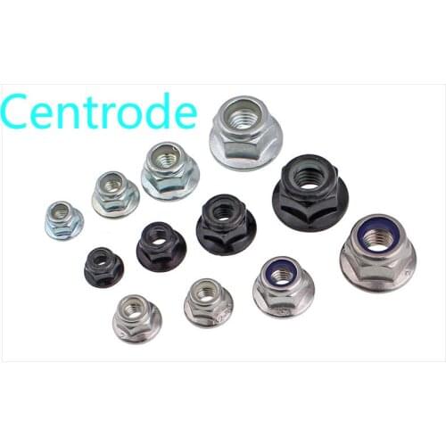 Carbon steel / 304 stainless steel / flange locknut hex nut with pad flange nylon locknut 10Pcs