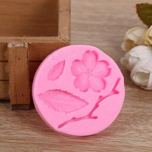 2pcs/lot Silicone Fondant Cake Mold Plum Blossom Branch Leaves Chocolate Sugar Mould Cookie Cutter DIY Cake Tool LB 489