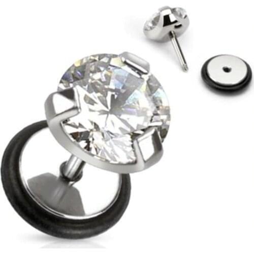 20pcs Free Shippment Stainless Steel CZ Ear Stud Fake Plugs Cheater Plugs Tunnels 4mm 5mm 6mm 7mm 8mm