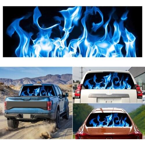 2019 Top Fashion Burning blue flame totem car rear window stickers truck SUV leather cartoon models Wholesale Quick delivery CSV