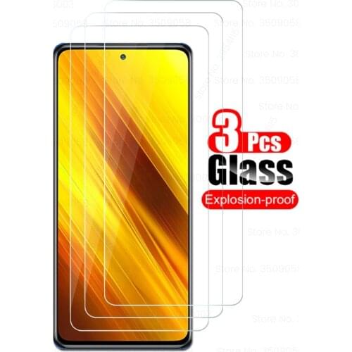 3pcs 9h premium protective glass for xiaomi poco x3 nfc global version pocophone x 3 pocox3 6.67'' display screen protector sklo