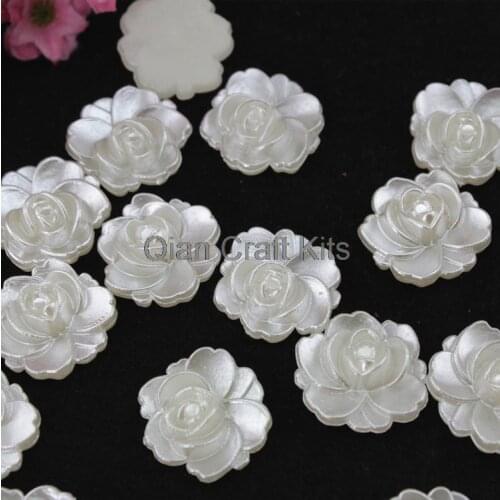 300pcs big poeny shiny pearlized flower Pearl Cabochons white or cream faux pearl bead decor 23mm shiny flower cabs