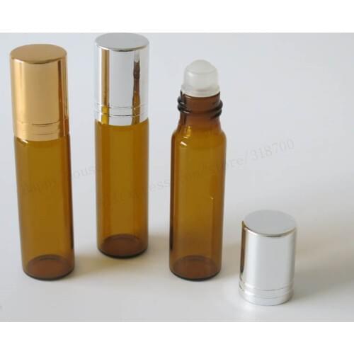 Free shipping 30 x 7ml Amber Glass Roll-On Bottle 7cc Brown Glass Roller Ball Bottle Essential Oil Roll-on Bottle
