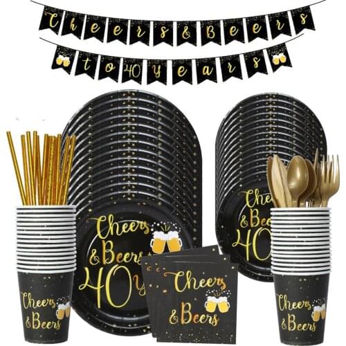 40th Birthday Cheer 40 year Birthday Party Decorations 40th Disposable Tableware Birthday 40 Year Balloon 40 Year Cheer Beer