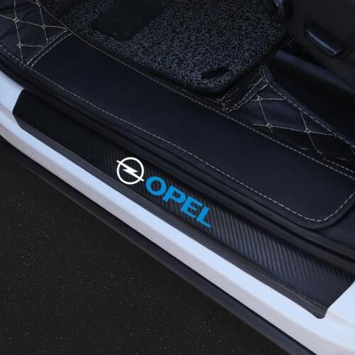 4x Car Door Threshold Sticker For Opel astra h j g corsa d vectra c zafira b insignia vivaro Carbon Fiber Door Sill Accessories