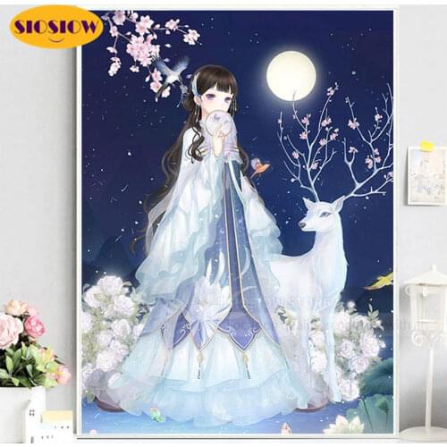 5d Diy Diamond Mosaic Embroidery Beauty Chinese Cross Stitch 3d Daimond Painting China Cartoon Girl Full Square Girls Decor Room