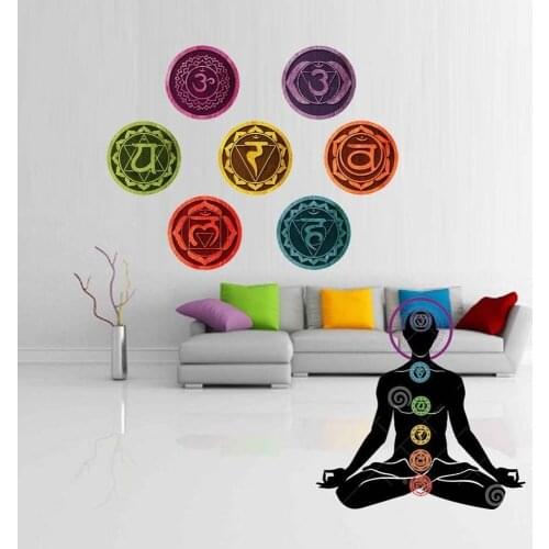 7pcs Best-selling Yoga Meditation Wall Decoration PVC Sticker Wall Decal for Bedroom Removable Wall Sticker Decor Yoga Wallpaper