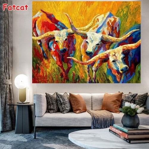 5D DIY Diamond painting cow wild Cattle Diamond embroidery Animals Cross stitch patterns home decoration landscape,PP1768