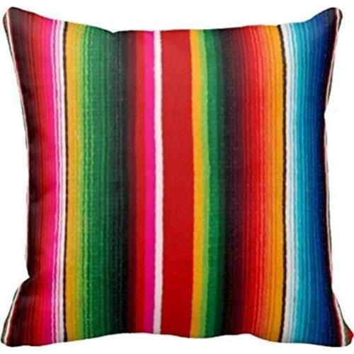 Colorful Mexican Style Throwing Pillow Case Fashion Rainbow Cushion Home Pillow Cover