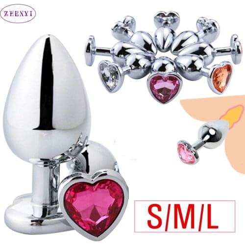 Metal Anal Sex Toys for Adult Men Women Tail Anal Plug Heart Shape Diamond Metal Butt Erotic Vagina Stimulator Prostate Massage