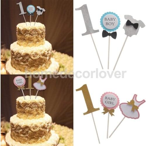 Lovely BABY BOY or BABY GIRL 1st Birthday Clothing Design Celebrating Party Cake Topper Cake Decor
