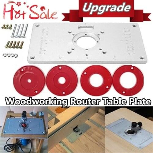 Multifunctional Router Table Insert Plate Woodworking Aluminium Wood Router Trimmer Models Engraving Machine with 4 Rings Tools