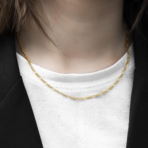 Necklace Choker for Men Women 2mm Gold Filled Link Chain Figaro Fashion Jewelry Accessories Wholesale Gifts DGN493