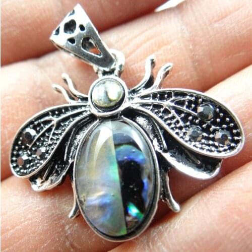 Natural Paua Abalone Shell ladybug Bead Pendant Alloy Jewelry making necklace for Women Vintage Jewelry Friendship Gifts F8