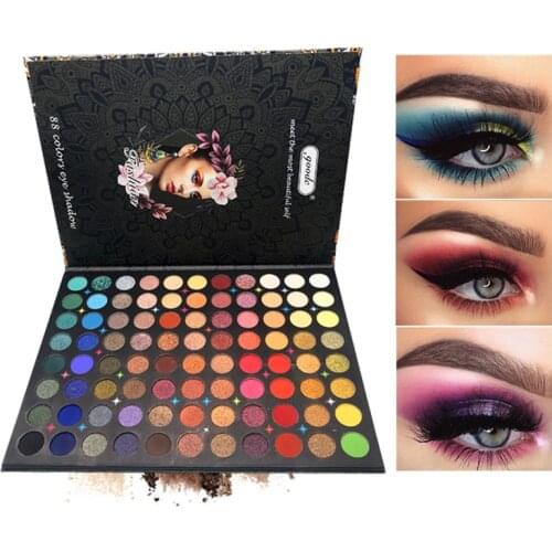 GLAZZI 88 Colo Party Eye Shadow Palette Pigmented Pressed Powder Shimmer Eye Shadow Matte Glitter Stage Makeup Palettes