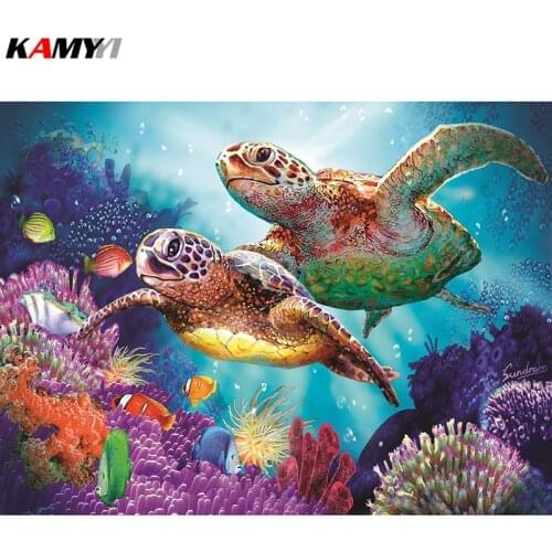 Full Square Drill 5D DIY Diamond Painting "Turtle family" 3D Embroidery Cross Stitch Mosaic Home Decoration BK