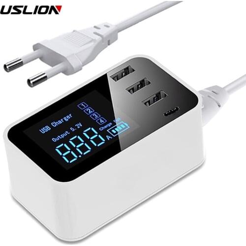 Quick Charge Type C USB Charger HUB Led Display Wall Charger Fast Mobile Phone Charger USB Adapter EU US UK Plug For iPhone X XS