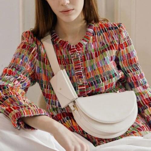 Fashion Saddle Women Shoulder Bag Designer Wide Strap Handbag Luxury PU Leather Vintage Crossbody Tote Bags Female Small Purse