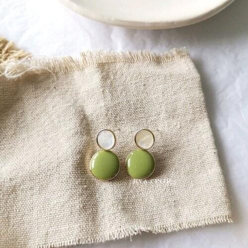 GorGor Stud Earrings Women Originality Statement Round Candy Color Two-color Exquisite Creative Anniversary Jewelry E1458