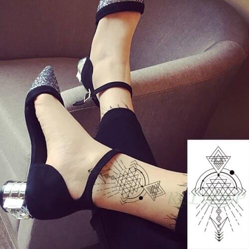 Waterproof Temporary Tattoo Sticker Line Draw Triangle Arrow Geometric Tatto Flash Tatoo Fake Tattoos Art for Men Women