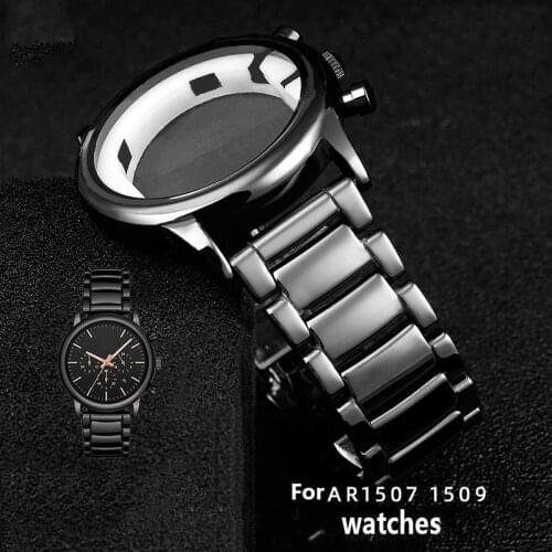 High quality ceramic watchband and case for AR1507 AR1509 series wrist band black case Quick release bracelet male