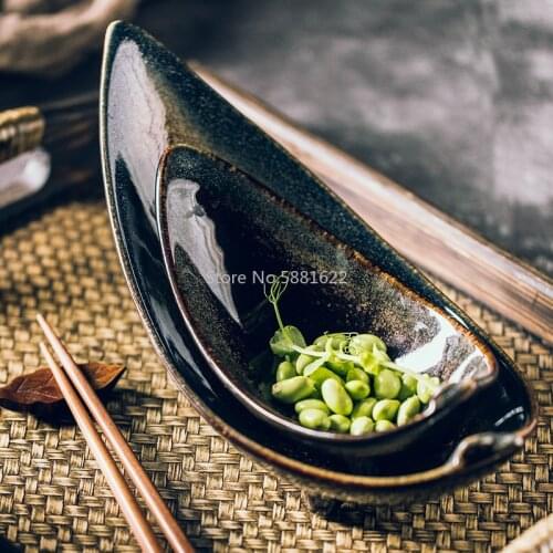 Japanese Three-legged Angled Dish Plate Creative Tableware Ceramic Plate Plate Net Red Plate Restaurant with Tableware Set