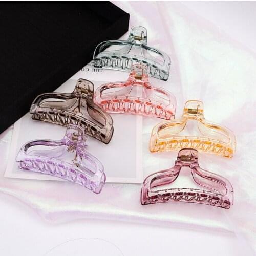 Shower Clip Prevent Broken Color Transparent Hollow-Out Hairpin INS Temperament Large Ponytail Clip Hair Grab Headpiece