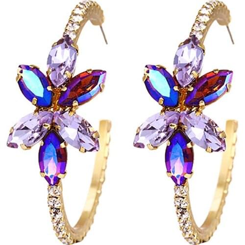 ZHINI Korean Statement Crystal Drop Earrings For Women 2021 New Luxury Multiple Color AAA Zircon Hoop Earring Jewelry brincos