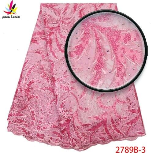 Golden Shining Sequins Lace Fabric Beaded French Laces Fabrics High Quality Tulle French Nigerian Lace Applique Dress XZ2789B-2