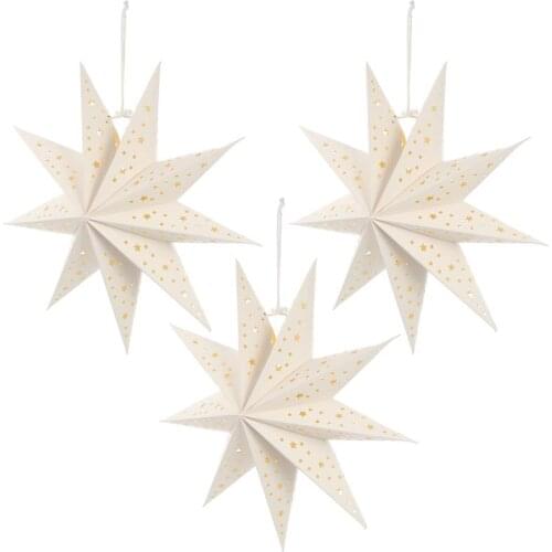 3pcs Christmas Paper Star Hanging Lampshades Lantern Lamp Covers Decorations 2021 New Party Hanging Ornament