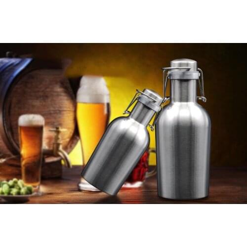 64oz Stainless Steel Beer Growler, 2.0 liter Beer Bottle with Swing Top Keeps Homebrew Fresh stainless steel